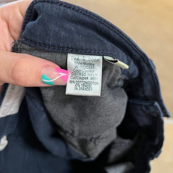 rag & bone Skinny Jeans Navy Blue Mid-Rise Dark Wash Cotton Stretch Size 28 - Picture 9 of 9